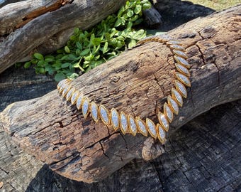 1980s 18k Yellow Gold Diamond Choker Necklace, 9.00 ct  G/VS1 Diamonds