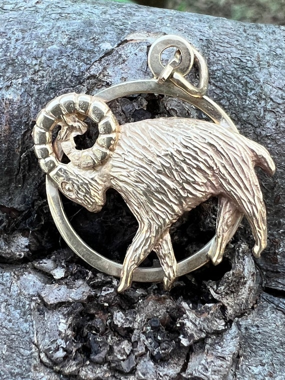 Aries Pendant, Yellow Gold Aries Pendant, Aries Ch