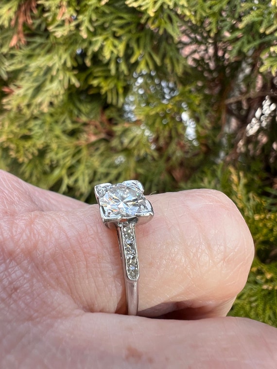 Art Deco Platinum Diamond Engagement Ring, , Deco… - image 6