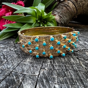Brazalete de turquesa, pulsera de turquesa, piedra natal de diciembre