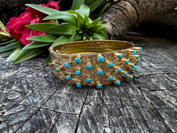 Turquoise Bangle, Turquoise Bracelet, December Bi… - image 1