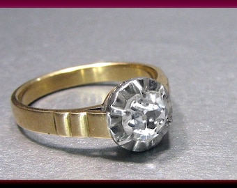 Antique Engagement Ring Victorian Engagement Ring Rose Cut Diamond 14K Pinkish Gold  Wedding Ring - ER 437M