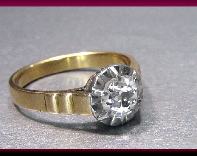 Antique Engagement Ring Victorian Engagement Ring Rose Cut Diamond 14K Pinkish Gold  Wedding Ring - ER 437M