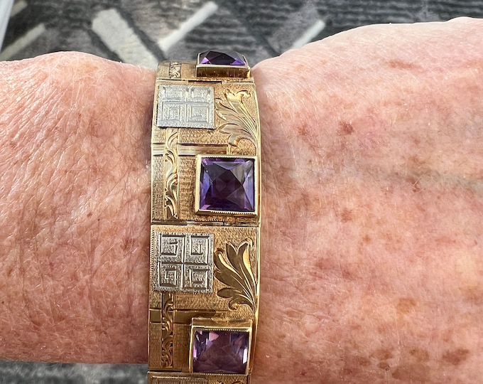 Amethyst Bracelet, White Gold Amethyst Bracelet