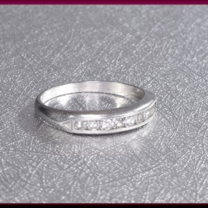 Aliança de casamento de diamante vintage Aliança de casamento vintage Aliança de eternidade vintage Anel de casamento de platina - R 549M