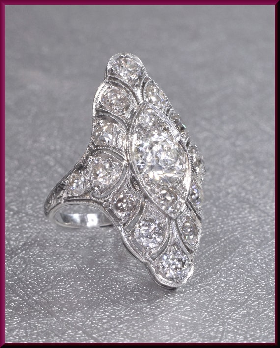 Diamond Cocktail Ring Deco Diamond Ring Diamond S… - image 1