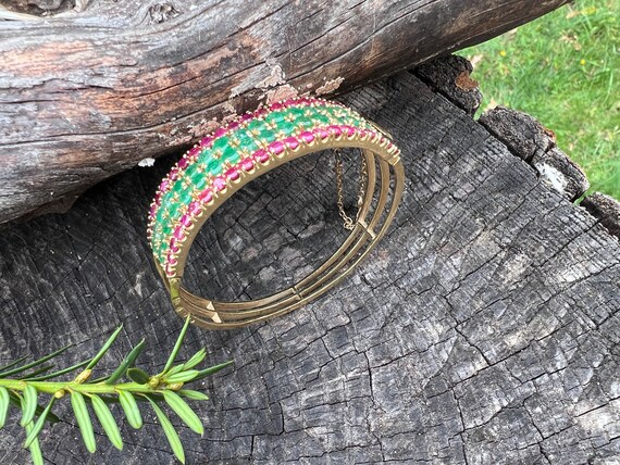 Ruby and Emerald Bangle, Wide Ruby Bangle, Wide E… - image 9