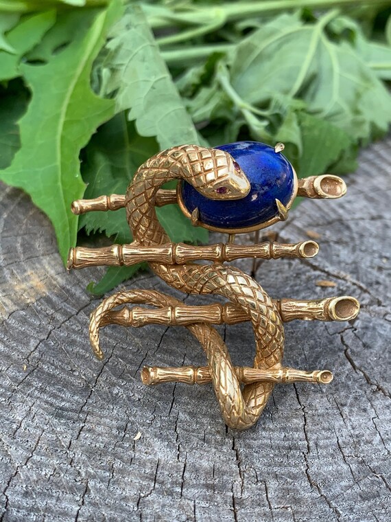 Snake Brooch, Snake Pendant, Snake Jewelry, Lapis
