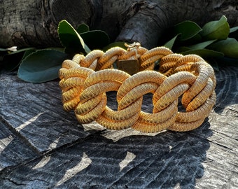 Wide Gold Bracelet, Chunky Wide Gold Bracelet, Circle Link Bracelet