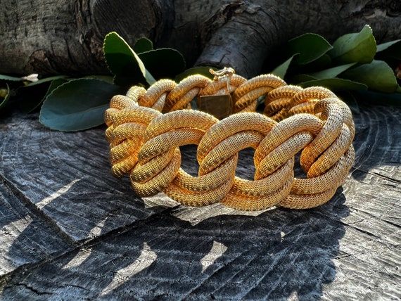 Wide Gold Bracelet, Chunky Wide Gold Bracelet, Ci… - image 1