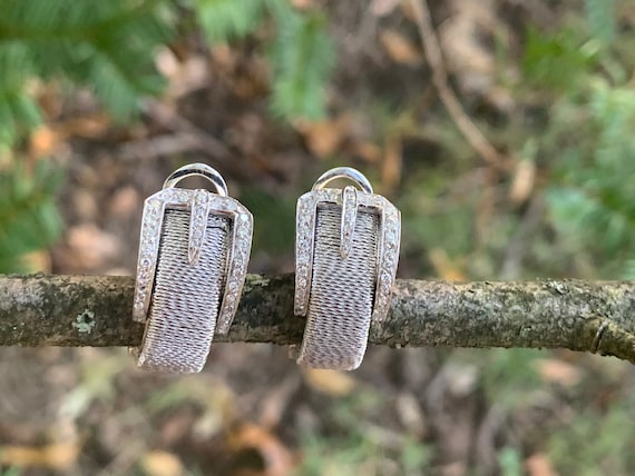 White Gold Buckle Earring, Gold Buckle Earring, D… - image 8