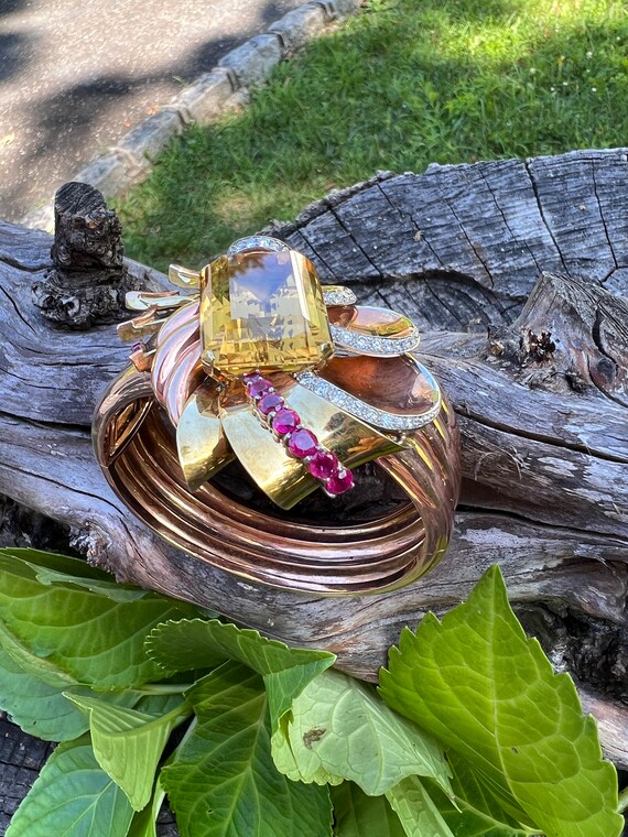 Citrine and Diamond Bangle, Citrine Cuff, Citrine… - image 8