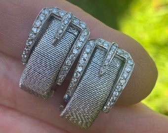 White Gold Buckle Earring, Gold Buckle Earring, Diamond Buckle Earring