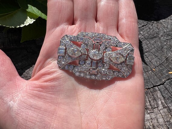 Art Deco Diamond Brooch, Deco Diamond Pin, Diamon… - image 8