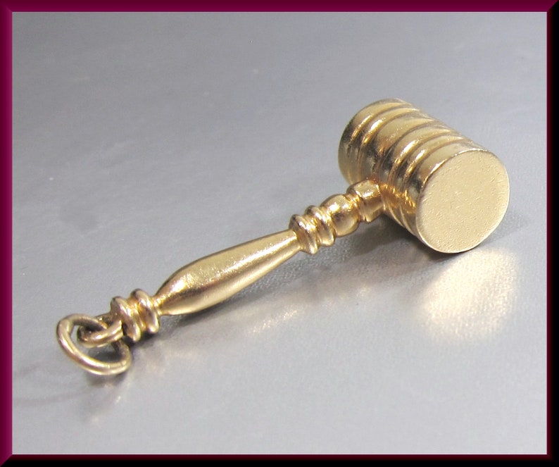 14K Yellow Gold Judge's Gavel Charm or Pendant Gift for Etsy