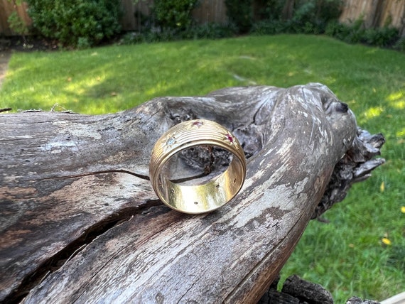 Wide Ruby Band, Diamond and Ruby Band, Ruby Wide … - image 2