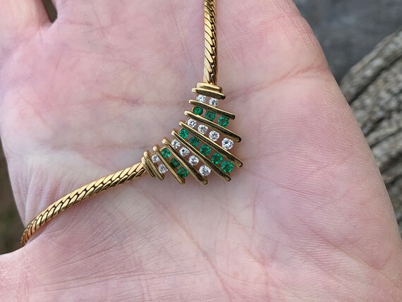 Emerald and Diamond Choker, Wide Gold Choker, Eme… - image 6