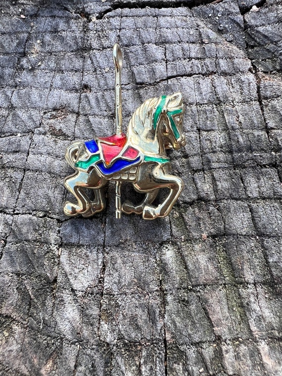 Gold Horse Pin Carousel Horse Pin Gold Horse Brooc Gem