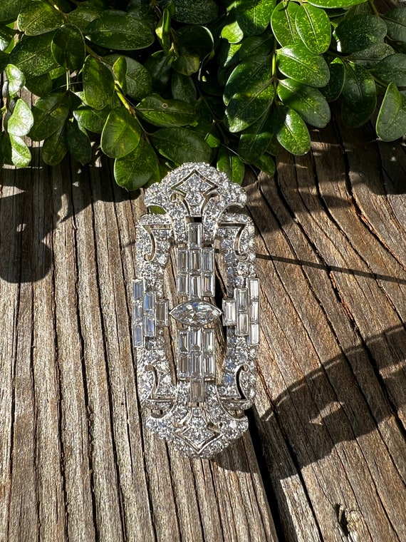 Art Deco Diamond Brooch, Deco Diamond Pin, Diamon… - image 6