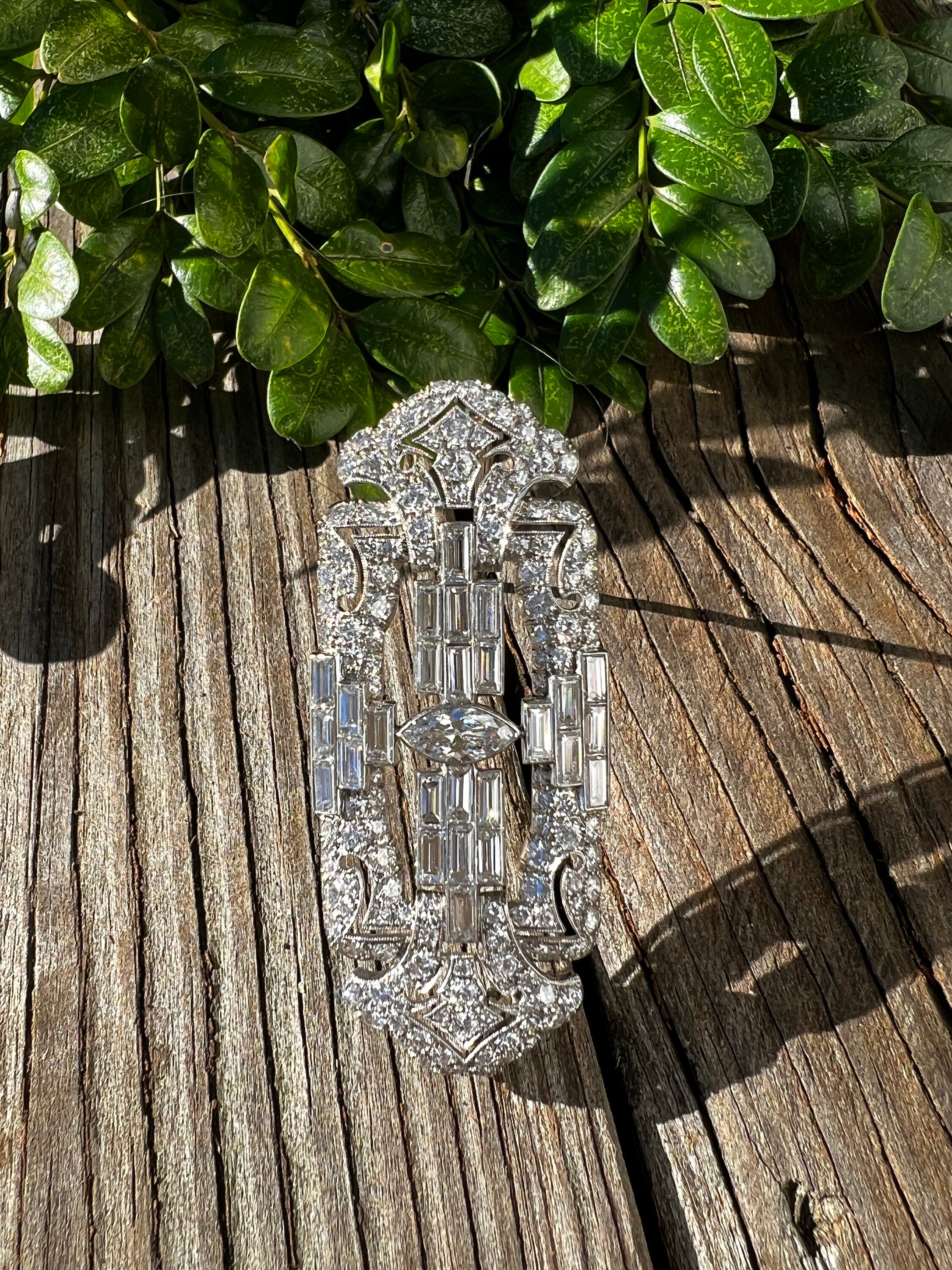 Art Deco Diamond Brooch, Deco Diamond Pin, Diamond Art Deco