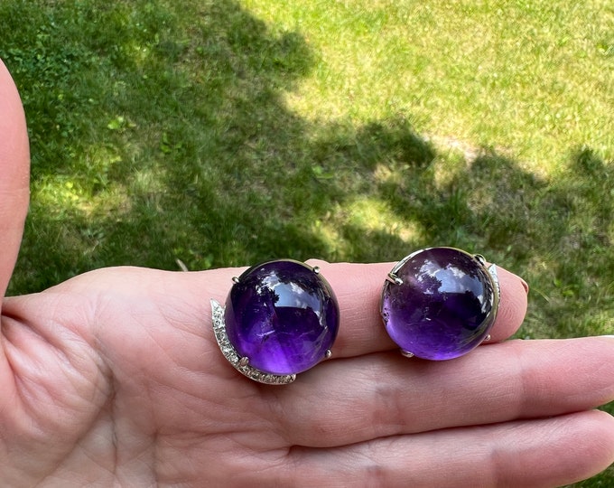 White Gold Amethyst Earrings, Amethyst Earrings, February Birthstone Earrings, February Birthstone