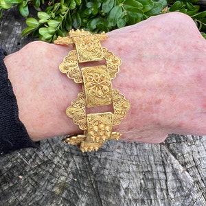 Wide Gold Bracelet, Chunky Gold Bracelet, Wide Flower Bracelet image 7