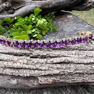 Amethyst Bracelet,  Amethyst and Diamond Bracelet, February Birthstone, Amethyst Jewelry