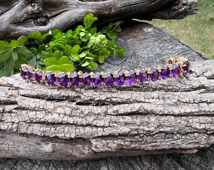 Amethyst Bracelet,  Amethyst and Diamond Bracelet, February Birthstone, Amethyst Jewelry