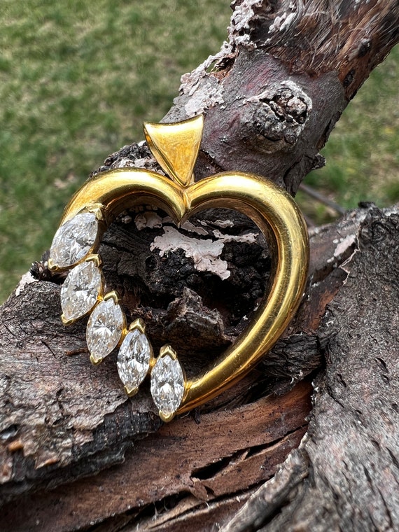 Diamond Heart Pendant, Marquise Diamond Heart, Hea