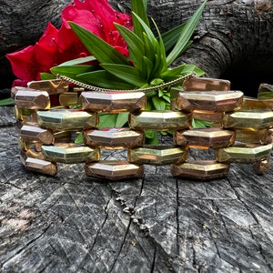Wide Gold Bracelet, Retro Gold Wide Bracelet, Chunky Gold Bracelet