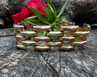 Wide Gold Bracelet, Retro Gold Wide Bracelet, Chunky Gold Bracelet