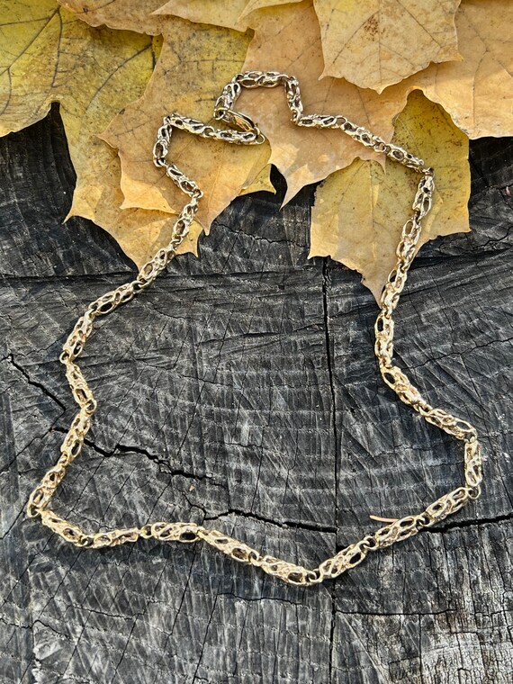 Yellow Gold Chain, Ornate Gold Chain, Long Gold C… - image 4
