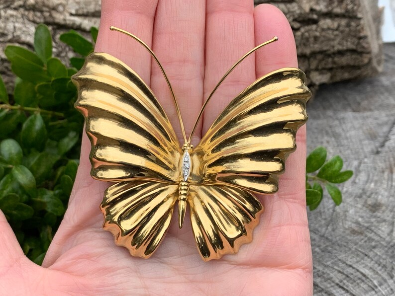 Gold Butterfly Brooch Gold Butterfly Pin Butterfly Pendant Etsy
