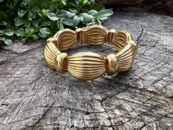 Wide Gold Bracelet, Chunky Wide Gold Bracelet, 19… - image 10