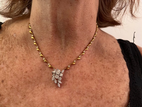 Diamond Choker, Diamond Drop Necklace, Diamond Pendant View 2