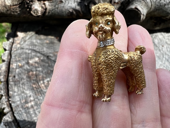 Gold Poodle Brooch, Vintage Poodle Brooch, Gold P… - image 3