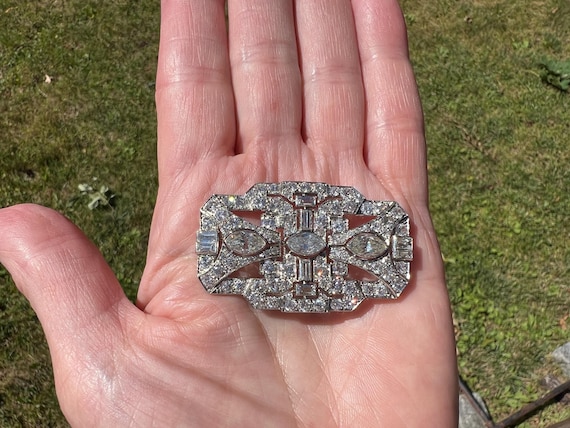 Art Deco Diamond Brooch, Deco Diamond Pin, Diamon… - image 9