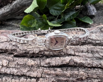 Art Deco Diamant Platin Uhr : Antike 1920er Jahre Armbanduhr