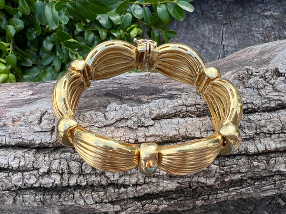 Wide Gold Bracelet, Chunky Wide Gold Bracelet, 19… - image 7