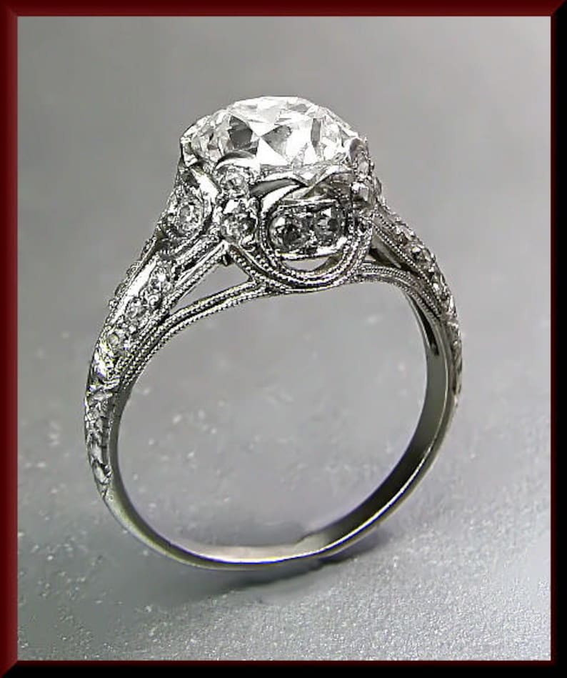 Art Deco Engagement Ring Antique Engagement Ring Alternative Engagement Ring Filigree Engagement Ring Platinum Ring Minimalist Ring For Her image 1