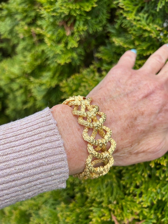 Wide Gold Bracelet, Chunky Wide Gold Bracelet, Ci… - image 4