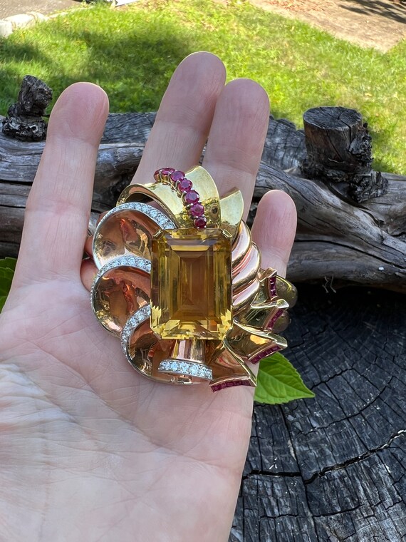 Citrine and Diamond Bangle, Citrine Cuff, Citrine… - image 3