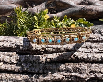 14K Gold Opal Bangle, Opal Bangle, Gold Opal Bangle, October Birthstone