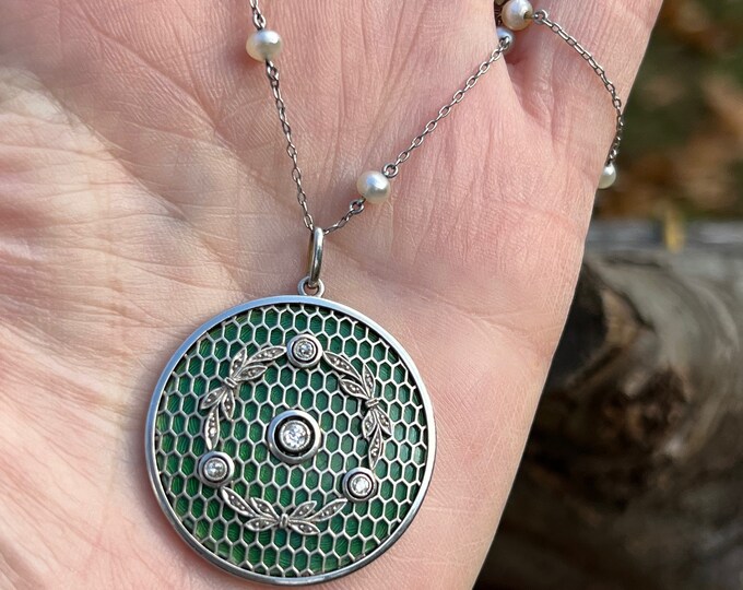Art Deco Pendant, Filigree Pendant, Deco Pendant, Deco Diamond Pendant, Circle Pendant, Diamond Circle
