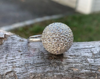 Diamond Cocktail Ring, Diamond Disco Ball Ring, Diamond Ball Ring, Diamond Statement Ring