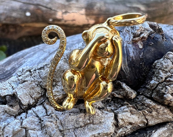 3 Wise Monkey Charm, Mizaru Charm, Gold Mizaru Charm, See No Evil Charm