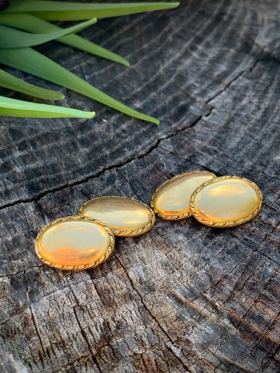 Victorian Cufflinks, Antique Gold Cufflinks, Oval Shaped Cufflinks