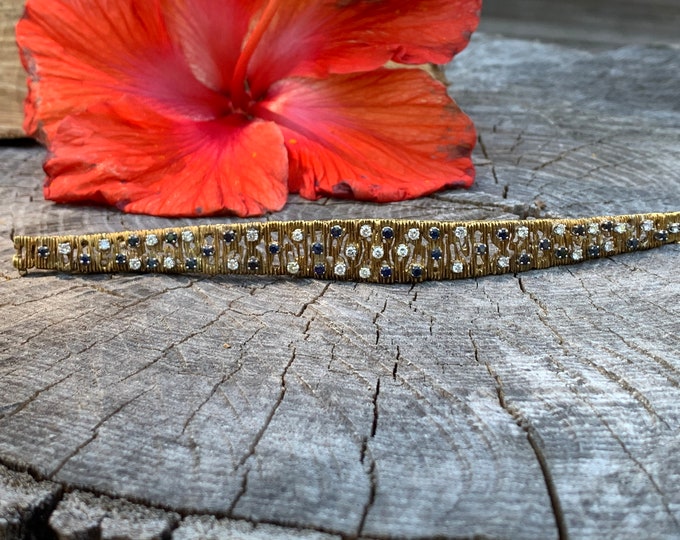 Sapphire Bracelet, Diamond and Sapphire Bracelet, Vintage Diamond Bracelet, Gift for Her