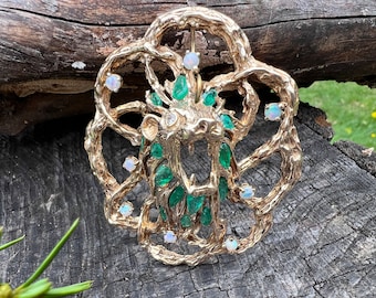 Lion Pendant, Emerald Lion Pendant, Opal Lion, Gold Lion Pendant