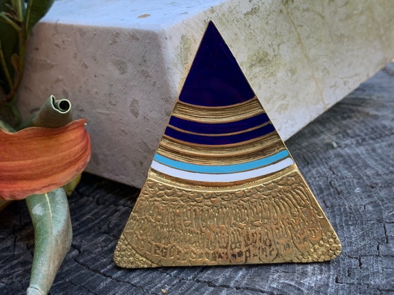 Gold Triangle Pendant, Large Triangle Pendant, En… - image 6